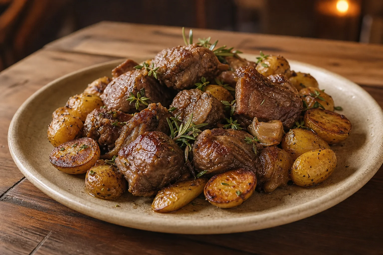 Karpathian slow-cooked lamb with local herbs at AL MARE Karpathos